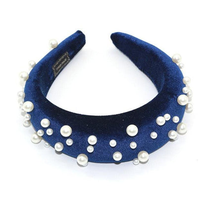 Pearl Headband Special Design Pearl Stone Velvet Hairbands Handmade Women Crown Sponge Thick Head Hoop for Girls Gorgeous Hair Accessories For Women  DAME BOHEME