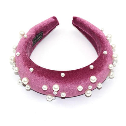 Pearl Headband Special Design Pearl Stone Velvet Hairbands Handmade Women Crown Sponge Thick Head Hoop for Girls Gorgeous Hair Accessories For Women  DAME BOHEME