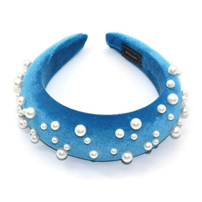 Pearl Headband Special Design Pearl Stone Velvet Hairbands Handmade Women Crown Sponge Thick Head Hoop for Girls Gorgeous Hair Accessories For Women  DAME BOHEME