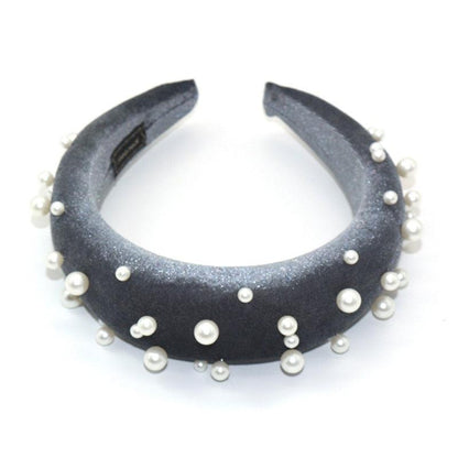 Pearl Headband Special Design Pearl Stone Velvet Hairbands Handmade Women Crown Sponge Thick Head Hoop for Girls Gorgeous Hair Accessories For Women  DAME BOHEME