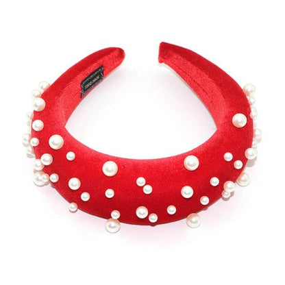 Pearl Headband Special Design Pearl Stone Velvet Hairbands Handmade Women Crown Sponge Thick Head Hoop for Girls Gorgeous Hair Accessories For Women  DAME BOHEME