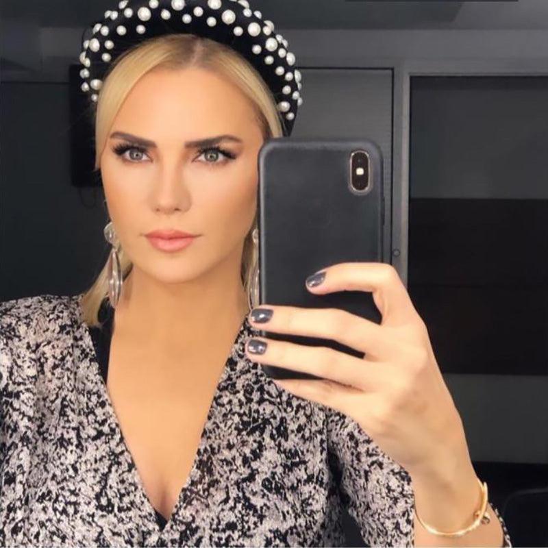 Pearl Headband Special Design Pearl Stone Velvet Hairbands Handmade Women Crown Sponge Thick Head Hoop for Girls Gorgeous Hair Accessories For Women  DAME BOHEME