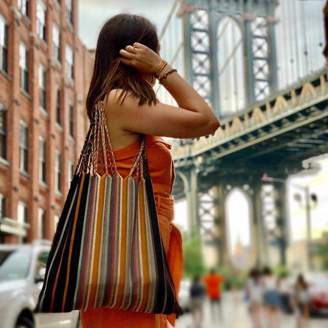 Poppy Woven Striped Tote | Hammock Bag - Mexico  DAME BOHEME