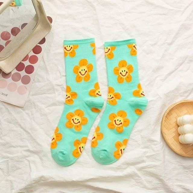 New Style Cartoon Flower Women Socks Kawaii Socks Breathable Spring Autumn Casual Socks Beautiful Girls Socks For Women  DAME BOHEME