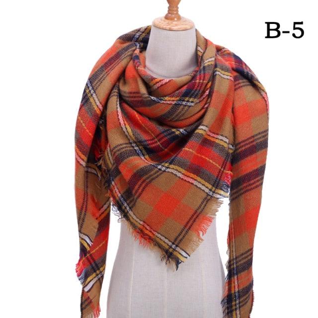Plaid Pattern Triangle Scarves for Women  DAME BOHEME