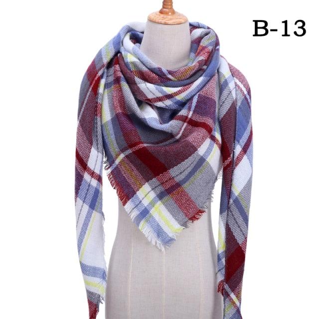 Plaid Pattern Triangle Scarves for Women  DAME BOHEME
