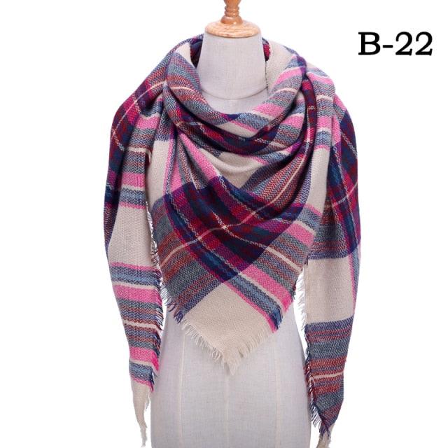 Plaid Pattern Triangle Scarves for Women  DAME BOHEME