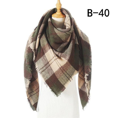 Plaid Pattern Triangle Scarves for Women  DAME BOHEME