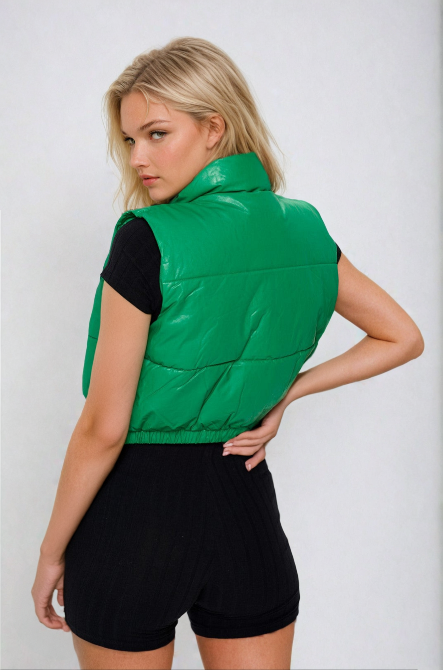 Energy Cropped Vest in Kelly Green  DAME BOHEME