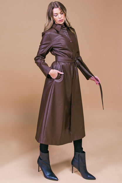 WHAT A WONDERFUL DAY LEATHER MIDI COAT  DAME BOHEME