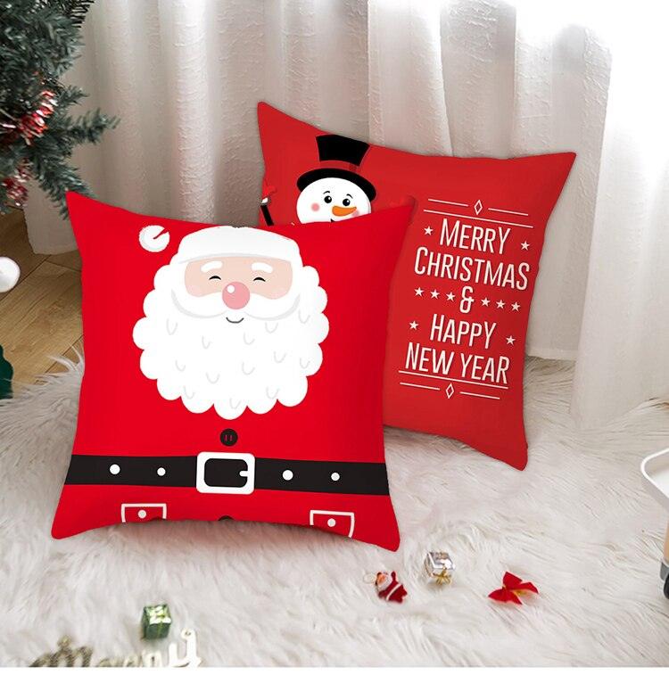 Santa Claus Cushion Cover Merry Christmas Christmas Deer Santa Claus Merry Christmas Decorative Sofa Throw Pillow Decorations For Home Christmas Ornament  DAME BOHEME