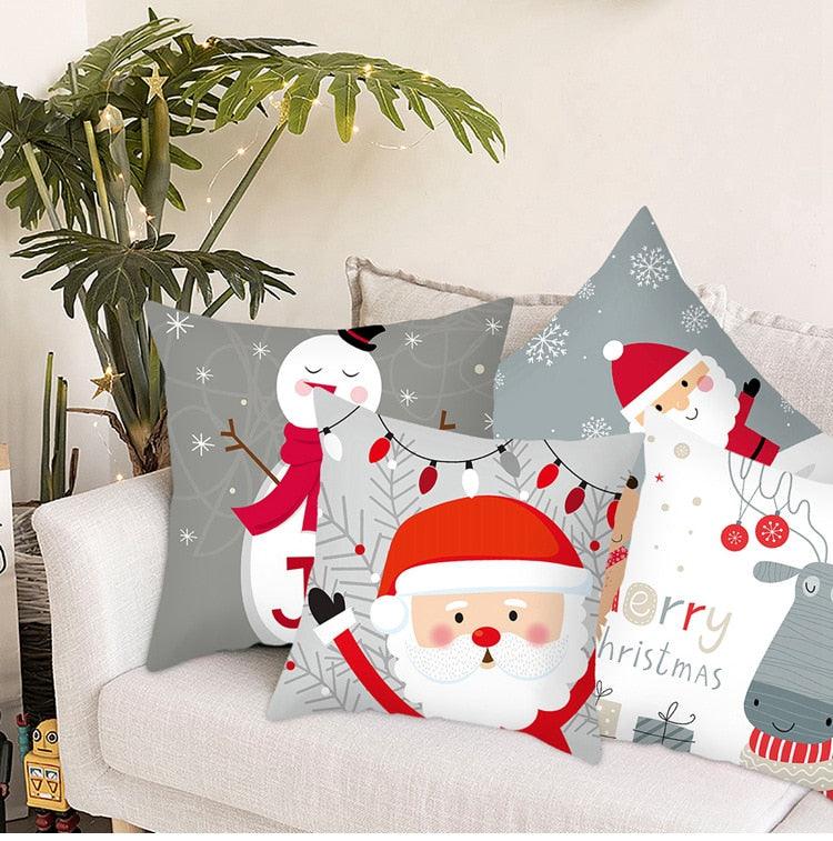 Santa Claus Cushion Cover Merry Christmas Christmas Deer Santa Claus Merry Christmas Decorative Sofa Throw Pillow Decorations For Home Christmas Ornament  DAME BOHEME