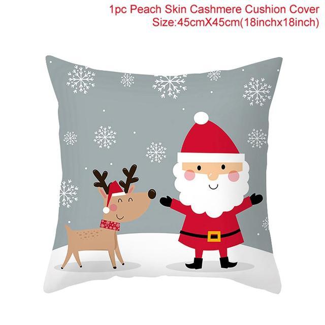 Santa Claus Cushion Cover Merry Christmas Christmas Deer Santa Claus Merry Christmas Decorative Sofa Throw Pillow Decorations For Home Christmas Ornament  DAME BOHEME
