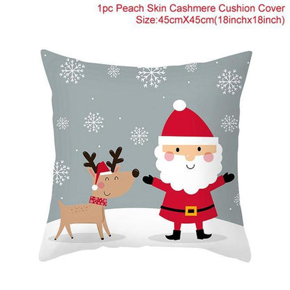 Santa Claus Cushion Cover Merry Christmas Christmas Deer Santa Claus Merry Christmas Decorative Sofa Throw Pillow Decorations For Home Christmas Ornament  DAME BOHEME