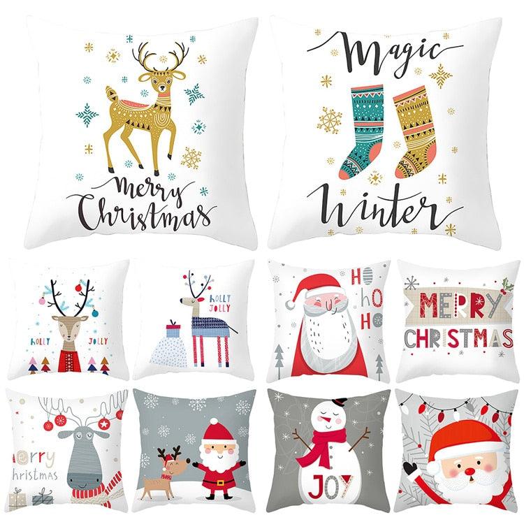 Santa Claus Cushion Cover Merry Christmas Christmas Deer Santa Claus Merry Christmas Decorative Sofa Throw Pillow Decorations For Home Christmas Ornament  DAME BOHEME