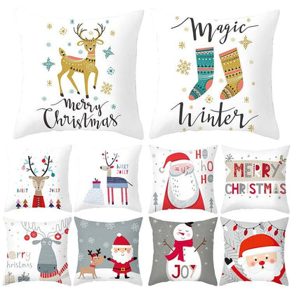 Santa Claus Cushion Cover Merry Christmas Christmas Deer Santa Claus Merry Christmas Decorative Sofa Throw Pillow Decorations For Home Christmas Ornament  DAME BOHEME