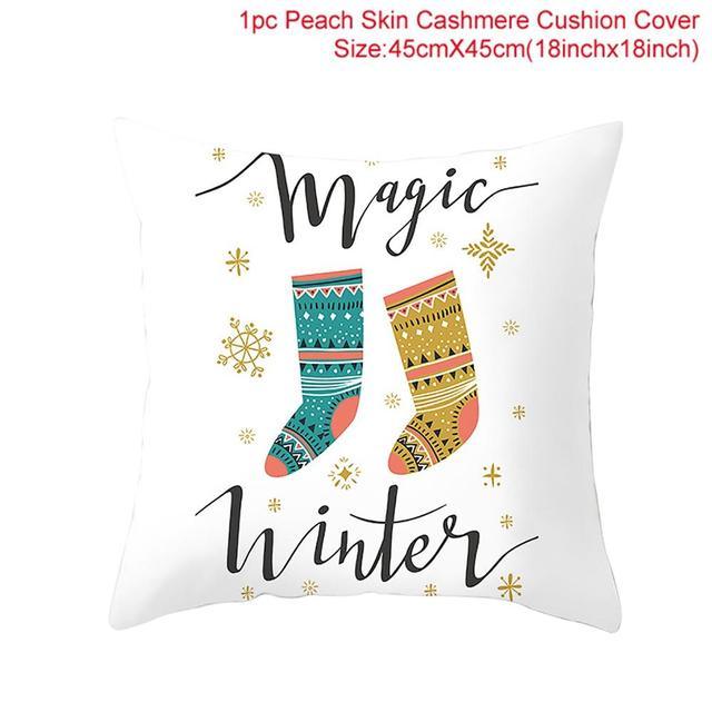 Santa Claus Cushion Cover Merry Christmas Christmas Deer Santa Claus Merry Christmas Decorative Sofa Throw Pillow Decorations For Home Christmas Ornament  DAME BOHEME