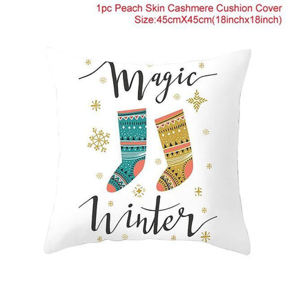 Santa Claus Cushion Cover Merry Christmas Christmas Deer Santa Claus Merry Christmas Decorative Sofa Throw Pillow Decorations For Home Christmas Ornament  DAME BOHEME