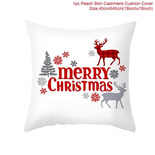 Santa Claus Cushion Cover Merry Christmas Christmas Deer Santa Claus Merry Christmas Decorative Sofa Throw Pillow Decorations For Home Christmas Ornament  DAME BOHEME