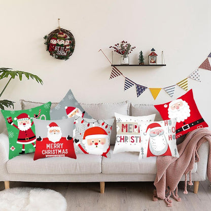 Santa Claus Cushion Cover Merry Christmas Christmas Deer Santa Claus Merry Christmas Decorative Sofa Throw Pillow Decorations For Home Christmas Ornament  DAME BOHEME