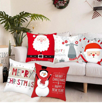 Santa Claus Cushion Cover Merry Christmas Christmas Deer Santa Claus Merry Christmas Decorative Sofa Throw Pillow Decorations For Home Christmas Ornament  DAME BOHEME