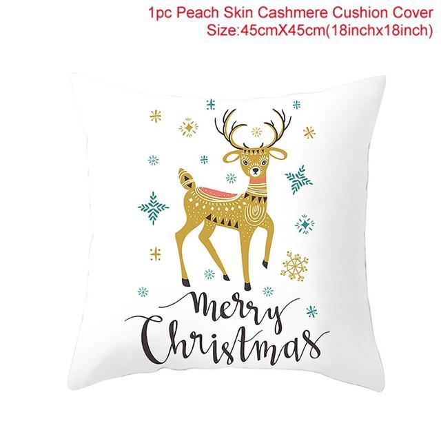 Santa Claus Cushion Cover Merry Christmas Christmas Deer Santa Claus Merry Christmas Decorative Sofa Throw Pillow Decorations For Home Christmas Ornament  DAME BOHEME