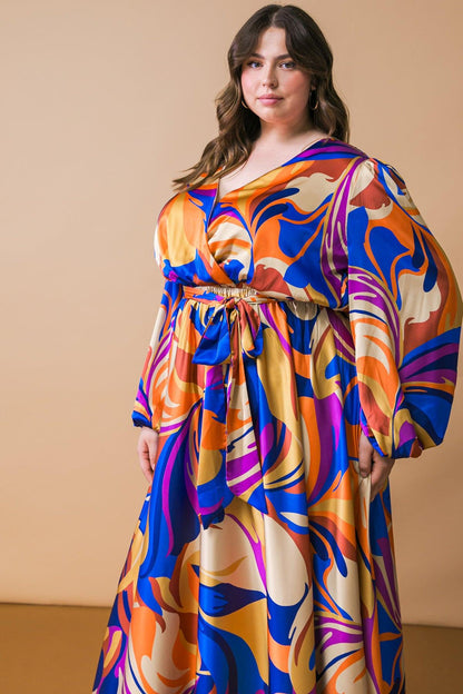 BOLD ADVENTURES WOVEN SATIN MIDI DRESS  DAME BOHEME