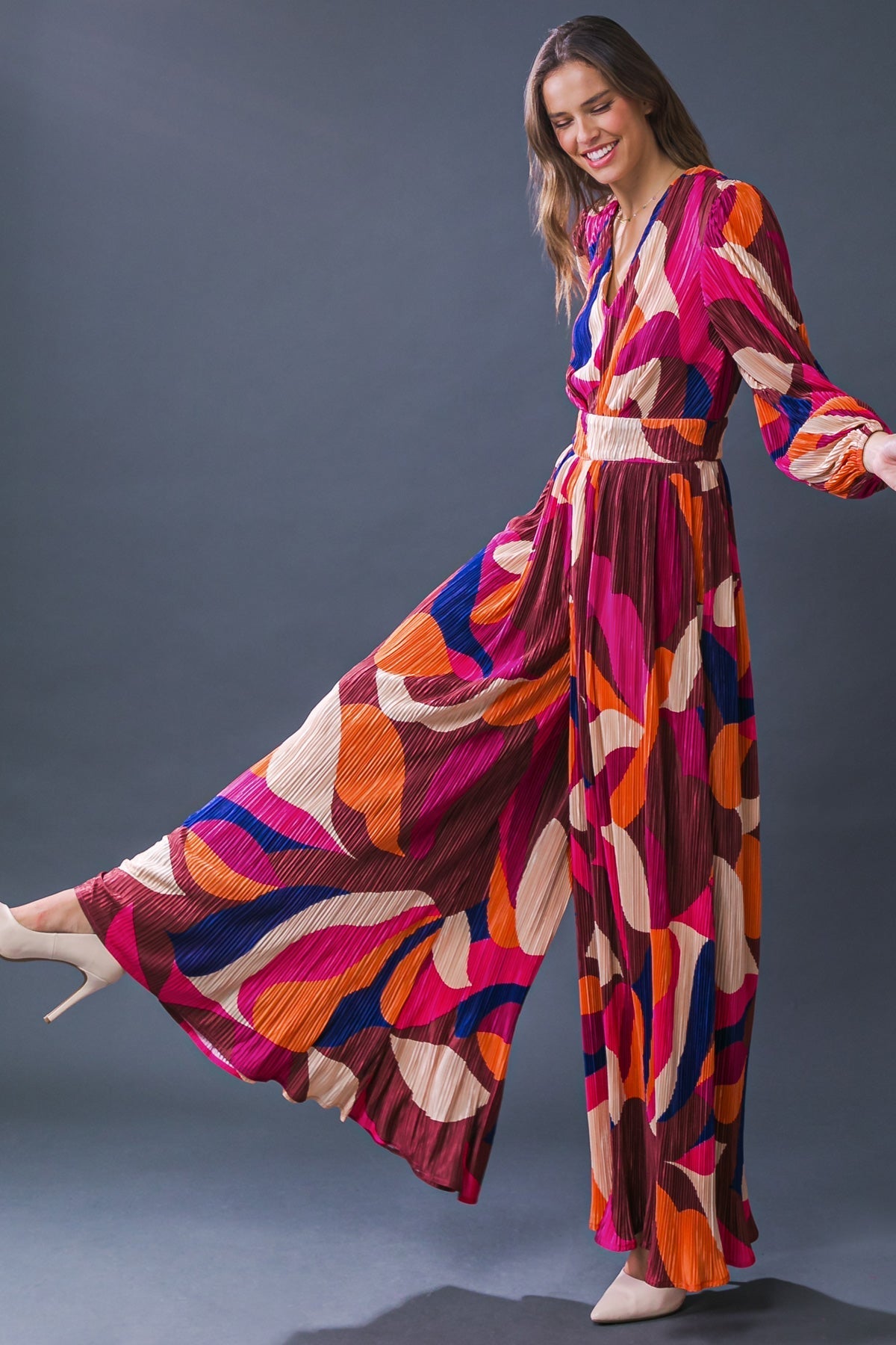 SET A TREND PLISSE JUMPSUIT  DAME BOHEME