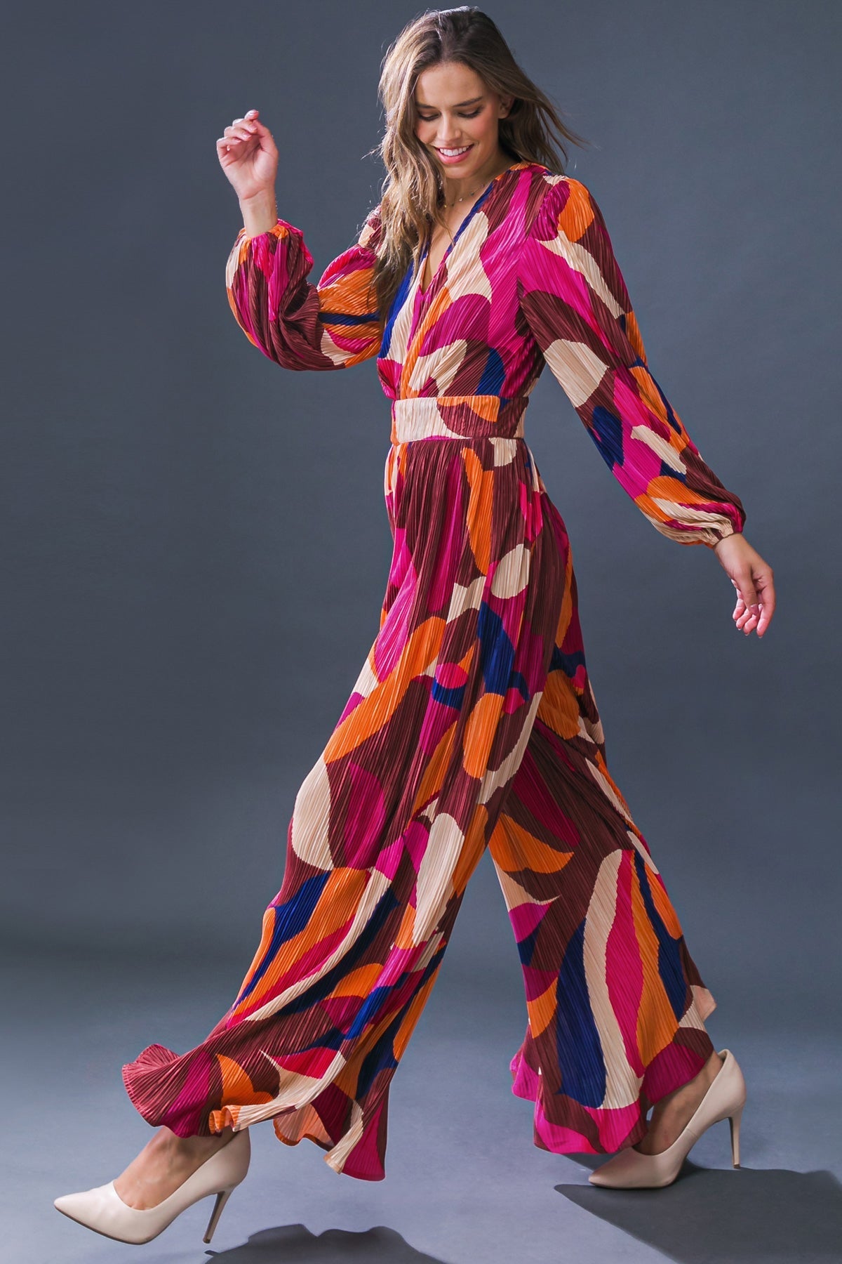 SET A TREND PLISSE JUMPSUIT  DAME BOHEME