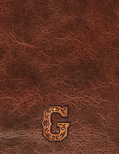 Monogrammed Initial Western Leather Look Saddle Longhorn Cowboy Cowgirl Kitchen Dish Towels Made in America  DAME BOHEME