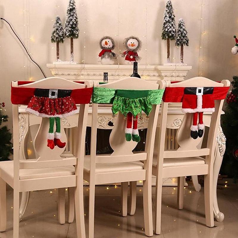 Stylish Chair Covers Christmas Santa Claus Chair Back Cover Christmas Dining Dinner Table Decoration New Year Party Supplies Dining Table Decoration for Home New Year Party  DAME BOHEME