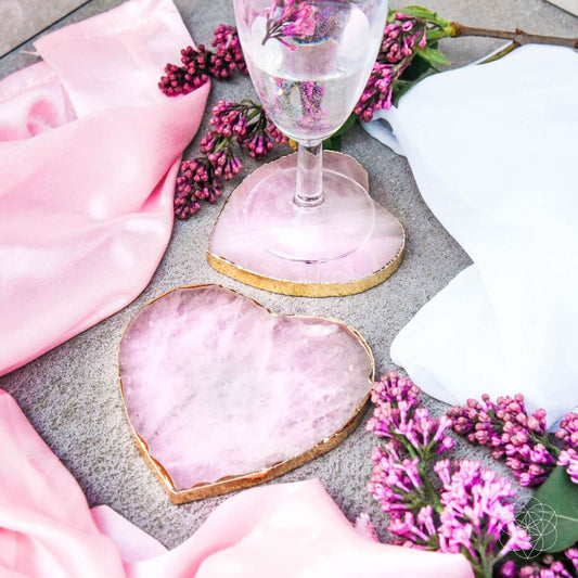 The Positive Energy Rose Quartz Coasters (2 pcs)  DAME BOHEME