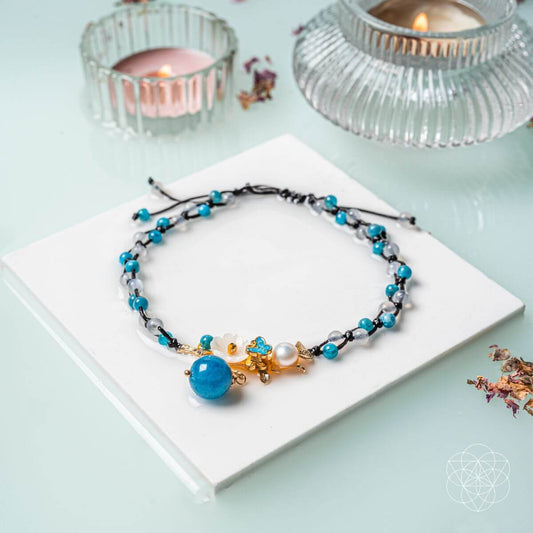 Triple Crystal Anklet of Positivity  DAME BOHEME