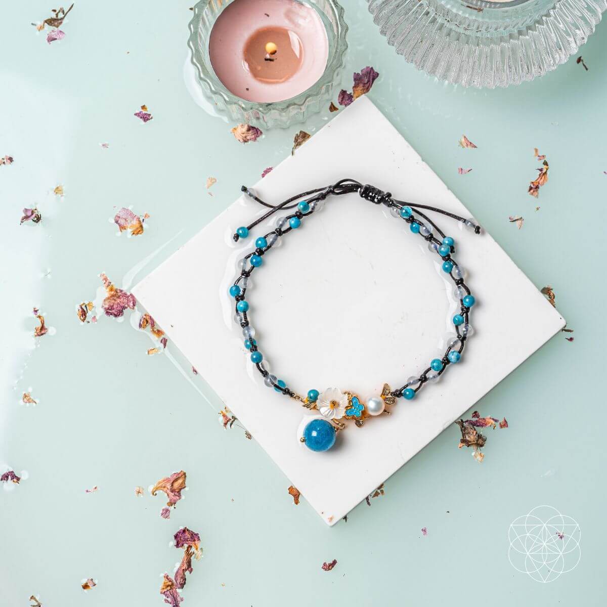 Triple Crystal Anklet of Positivity  DAME BOHEME