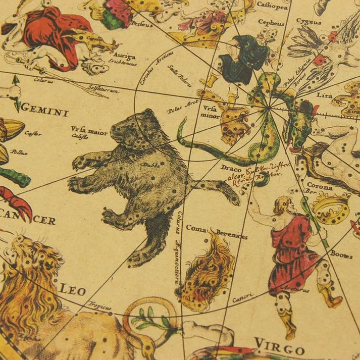 Ancient Constellation Map Zodiac Kraft Paper Art  DAME BOHEME