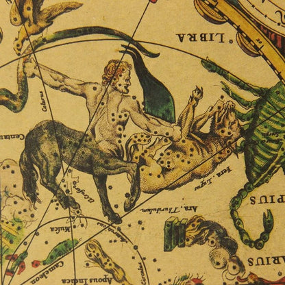 Ancient Constellation Map Zodiac Kraft Paper Art  DAME BOHEME