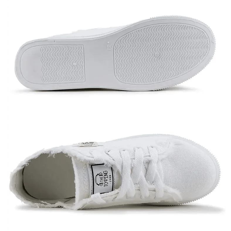 White Canvas Womens Sneakers Casual Fashion Denim Summer Elegant Women Sneakers  DAME BOHEME