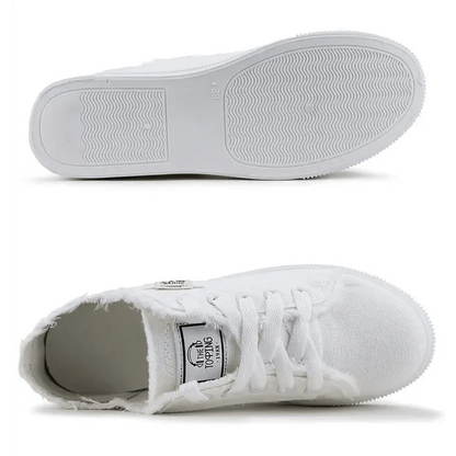White Canvas Womens Sneakers Casual Fashion Denim Summer Elegant Women Sneakers  DAME BOHEME