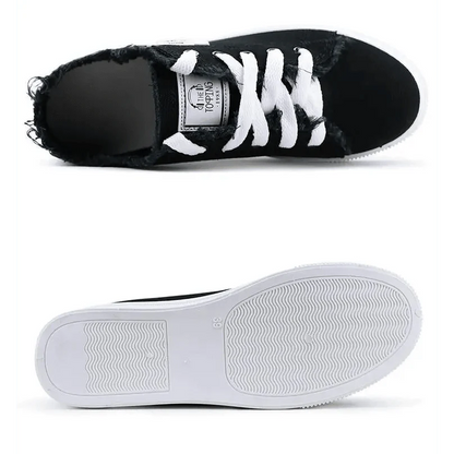 White Canvas Womens Sneakers Casual Fashion Denim Summer Elegant Women Sneakers  DAME BOHEME