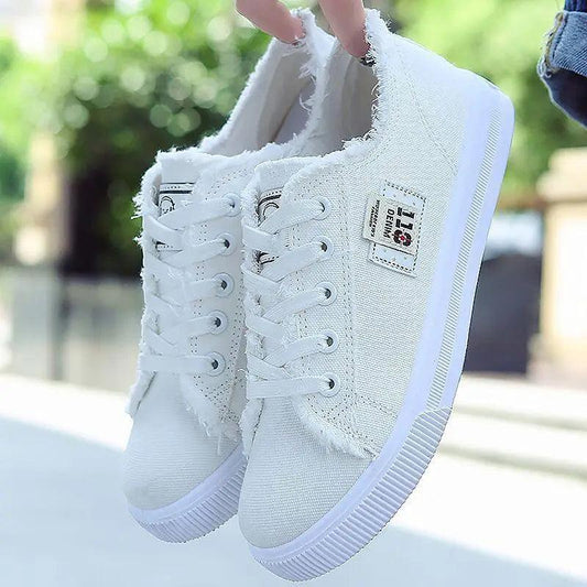 White Canvas Womens Sneakers Casual Fashion Denim Summer Elegant Women Sneakers  DAME BOHEME