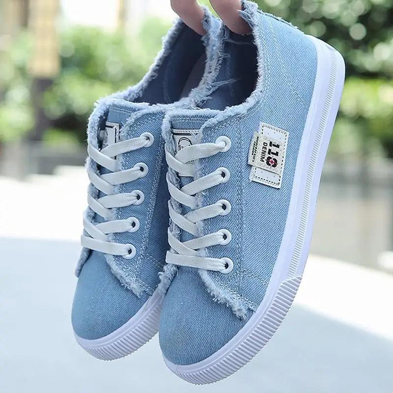 White Canvas Womens Sneakers Casual Fashion Denim Summer Elegant Women Sneakers  DAME BOHEME