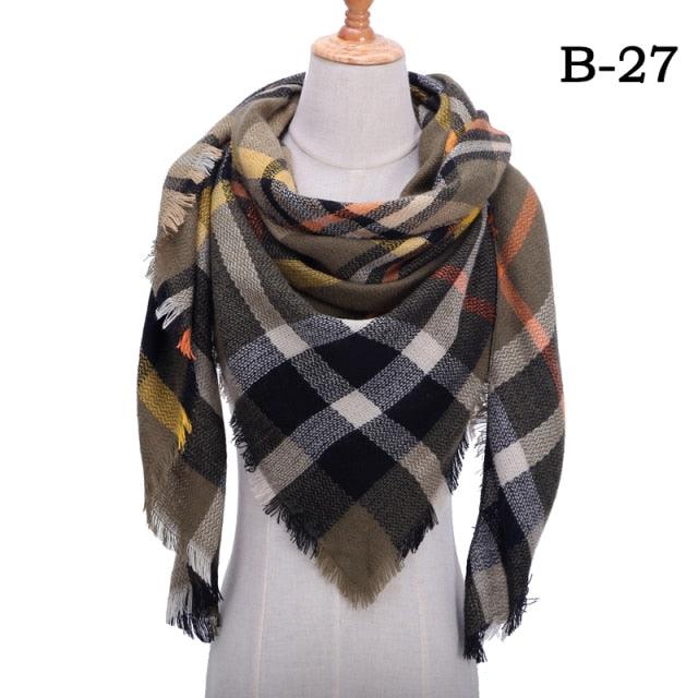 Plaid Pattern Triangle Scarves for Women  DAME BOHEME