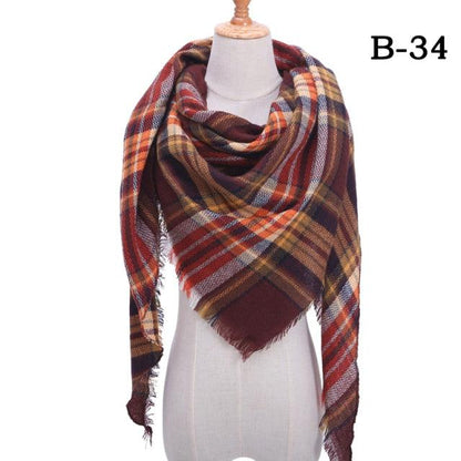 Plaid Pattern Triangle Scarves for Women  DAME BOHEME
