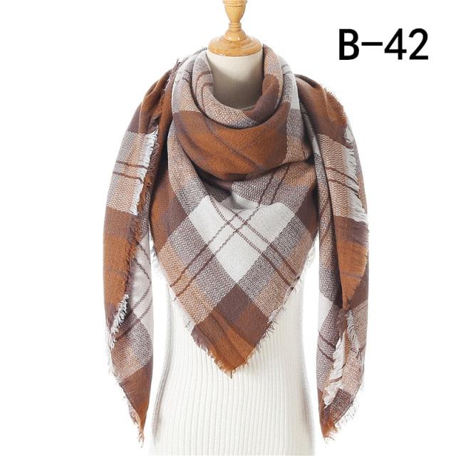 Plaid Pattern Triangle Scarves for Women  DAME BOHEME