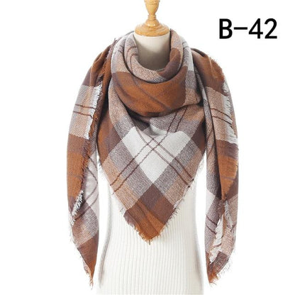Plaid Pattern Triangle Scarves for Women  DAME BOHEME