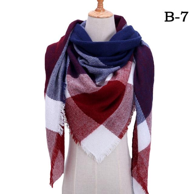 Plaid Pattern Triangle Scarves for Women  DAME BOHEME