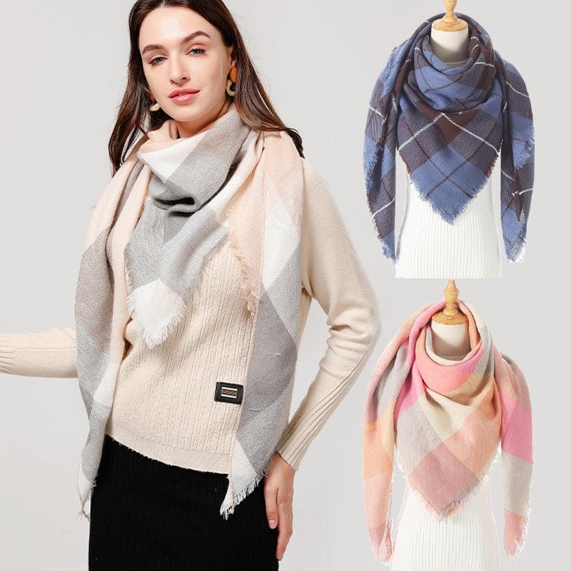 Plaid Pattern Triangle Scarves for Women  DAME BOHEME