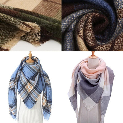 Plaid Pattern Triangle Scarves for Women  DAME BOHEME
