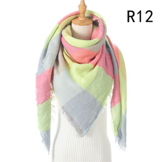 Plaid Pattern Triangle Scarves for Women  DAME BOHEME
