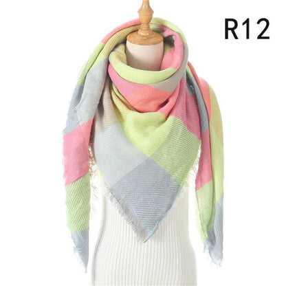 Plaid Pattern Triangle Scarves for Women  DAME BOHEME